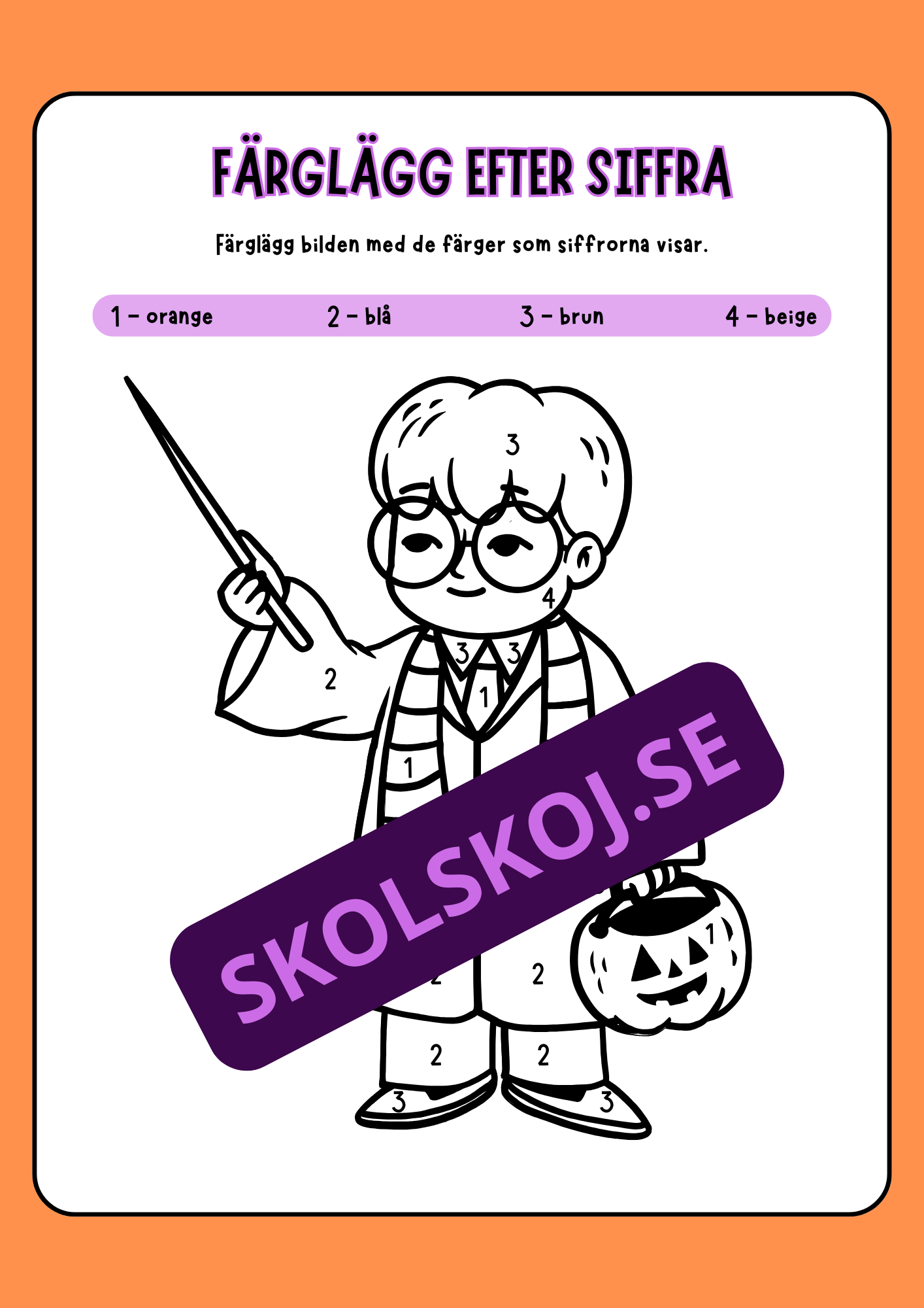 Färglägg efter siffra - Halloween