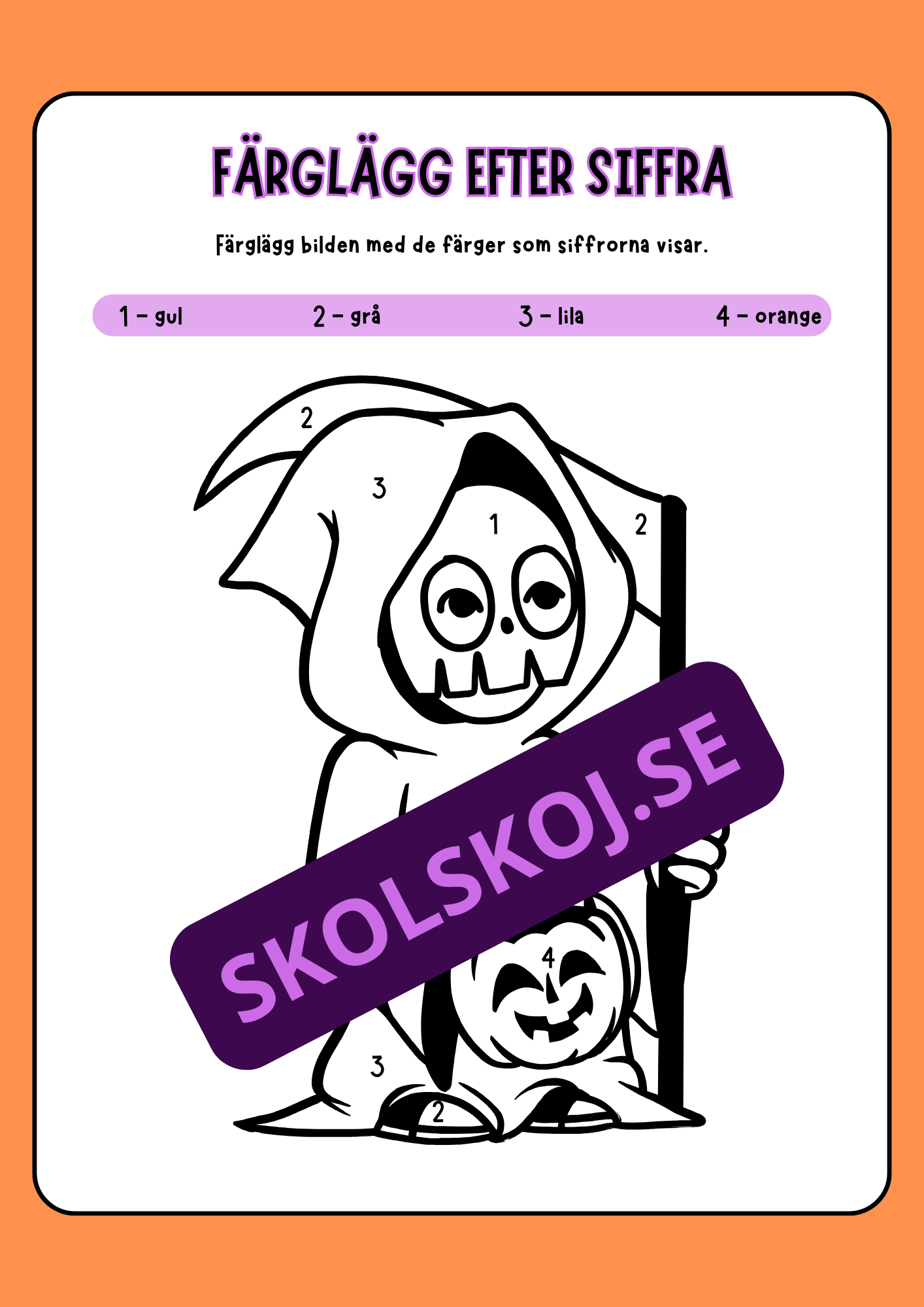 Färglägg efter siffra - Halloween