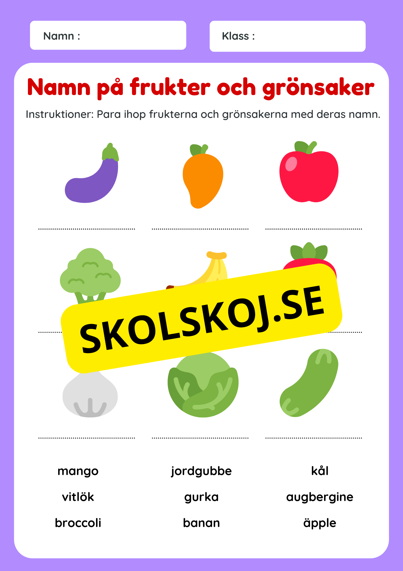 Fröken jag är klar - Frukter och grönsaker