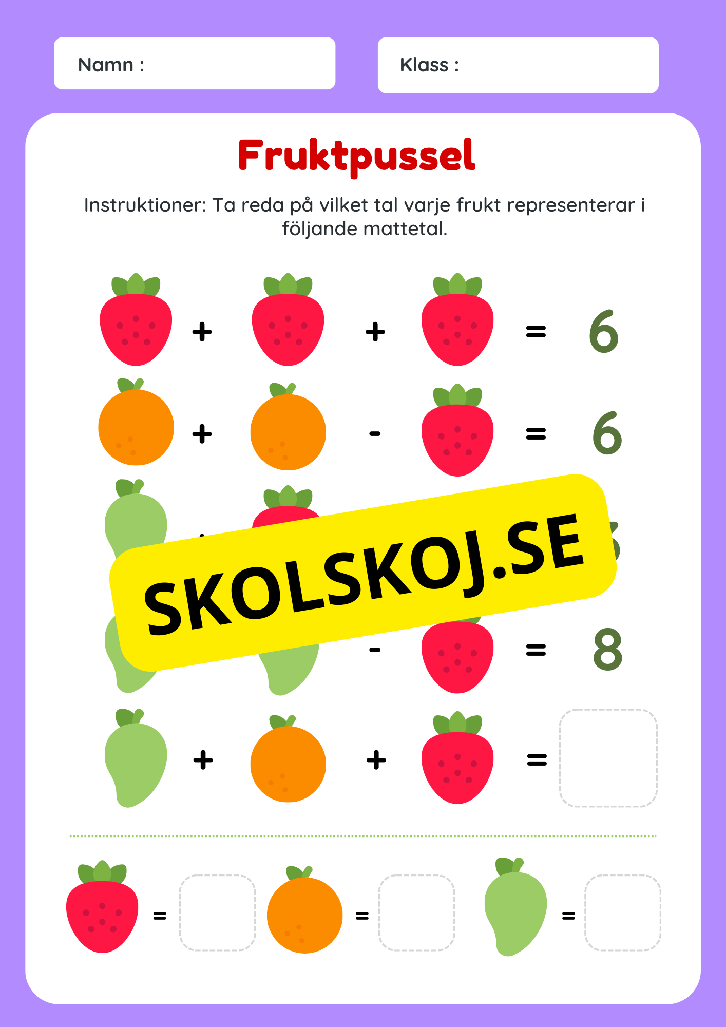 Fröken jag är klar - Frukter och grönsaker