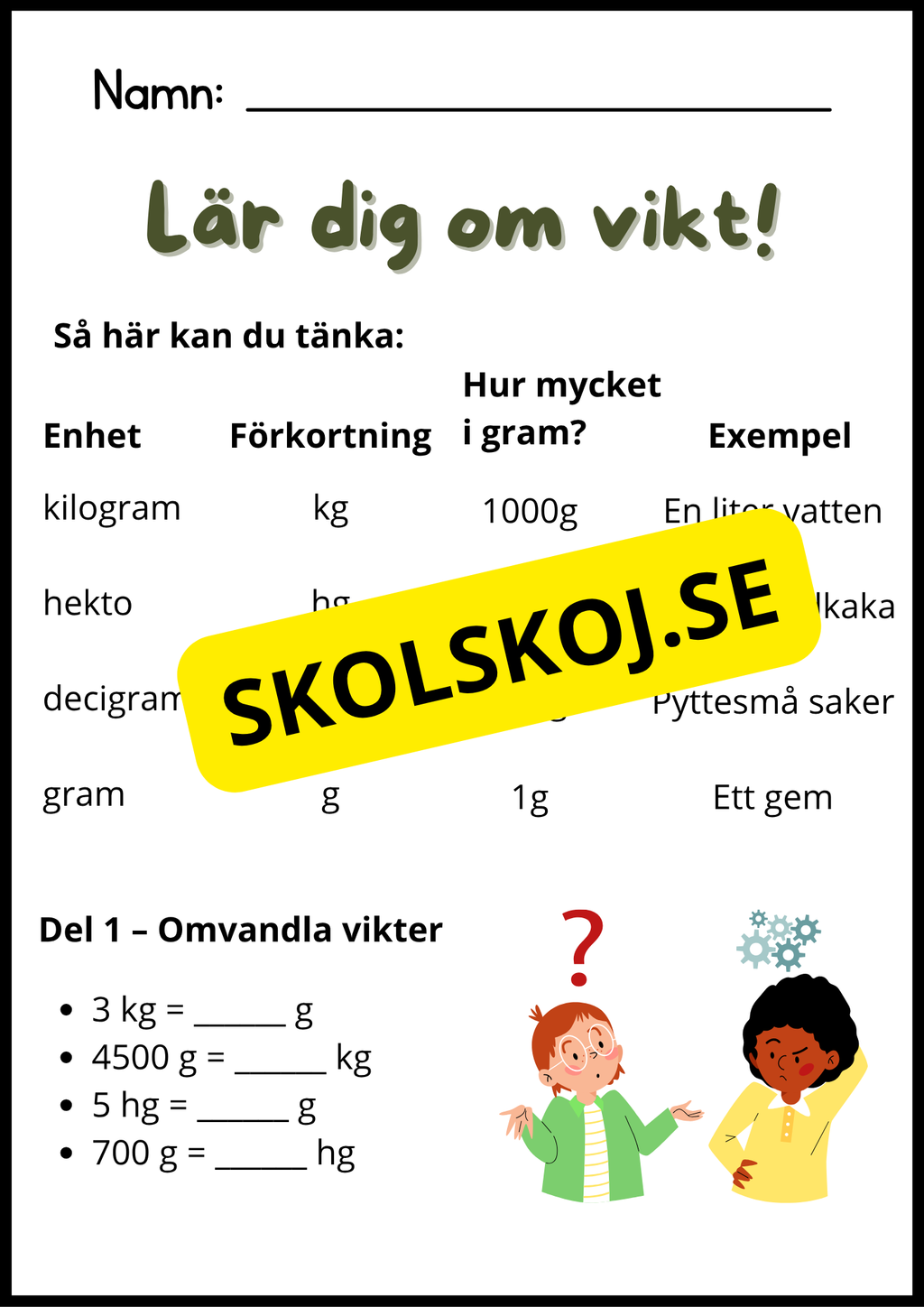 Lär dig om vikt - Häfte