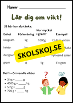 Lär dig om vikt - Häfte