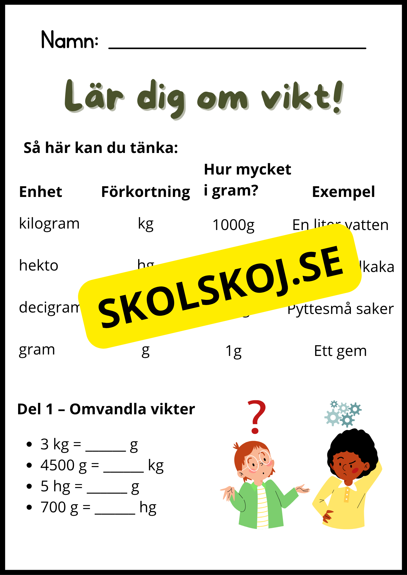 Lär dig om vikt - Häfte