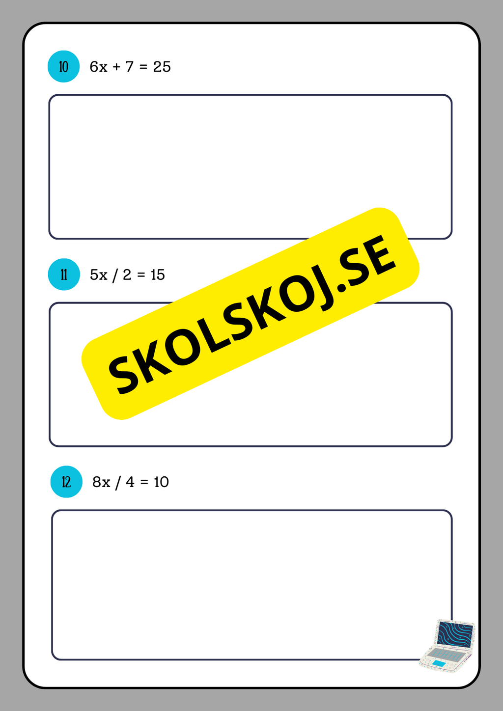 Linjära ekvationer - Häfte - Årskurs 7 - 9