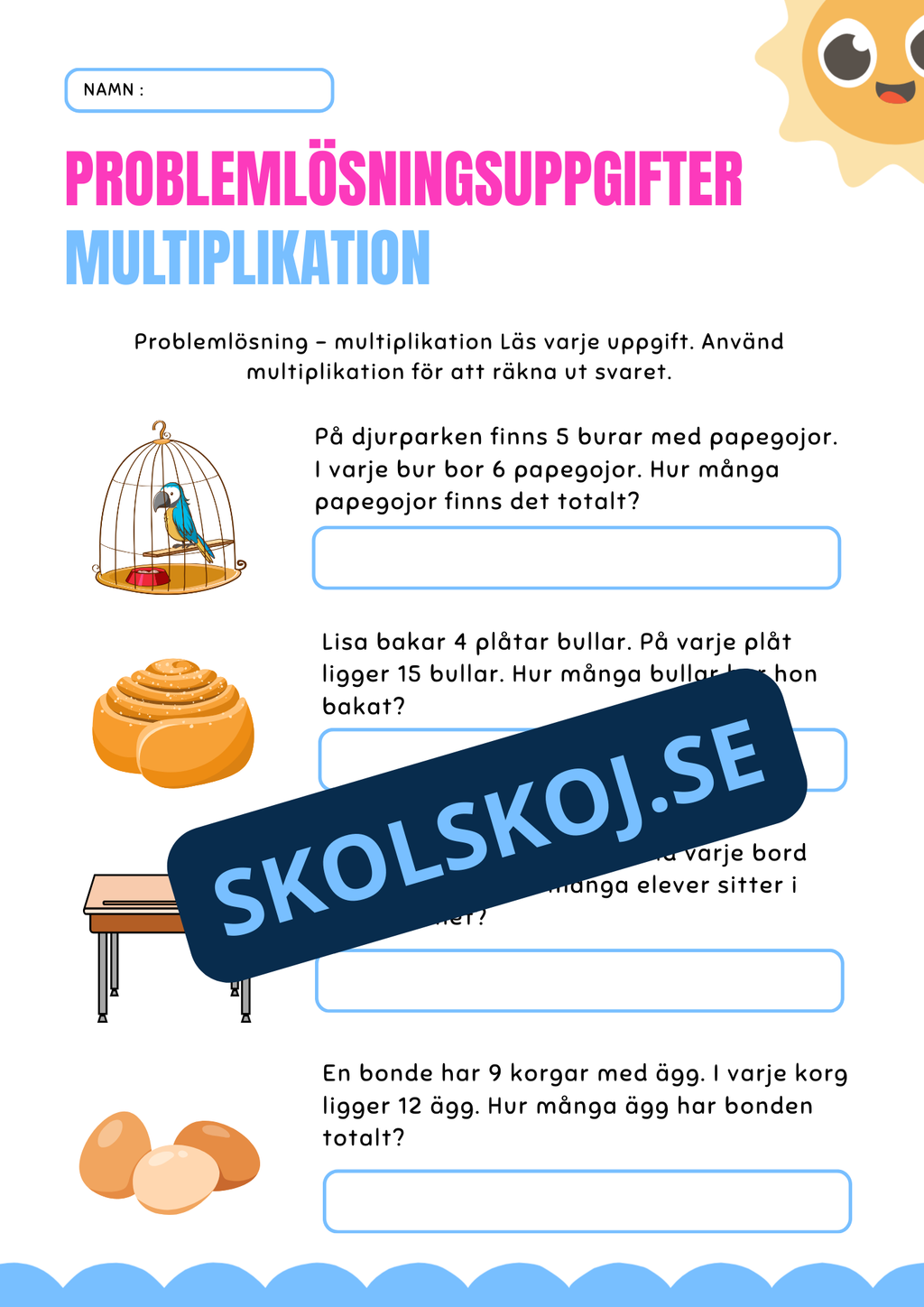 Problemlösningsuppgifter - Multiplikation - Åk 3 - 4