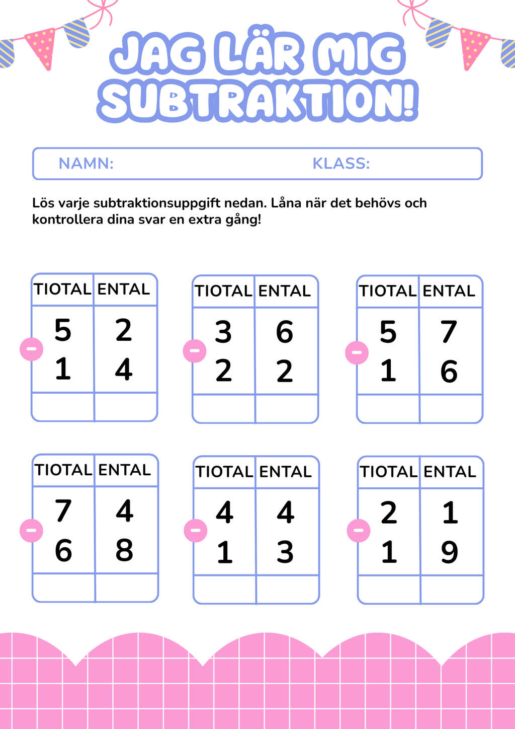 Jag lär mig subtraktion - Häfte