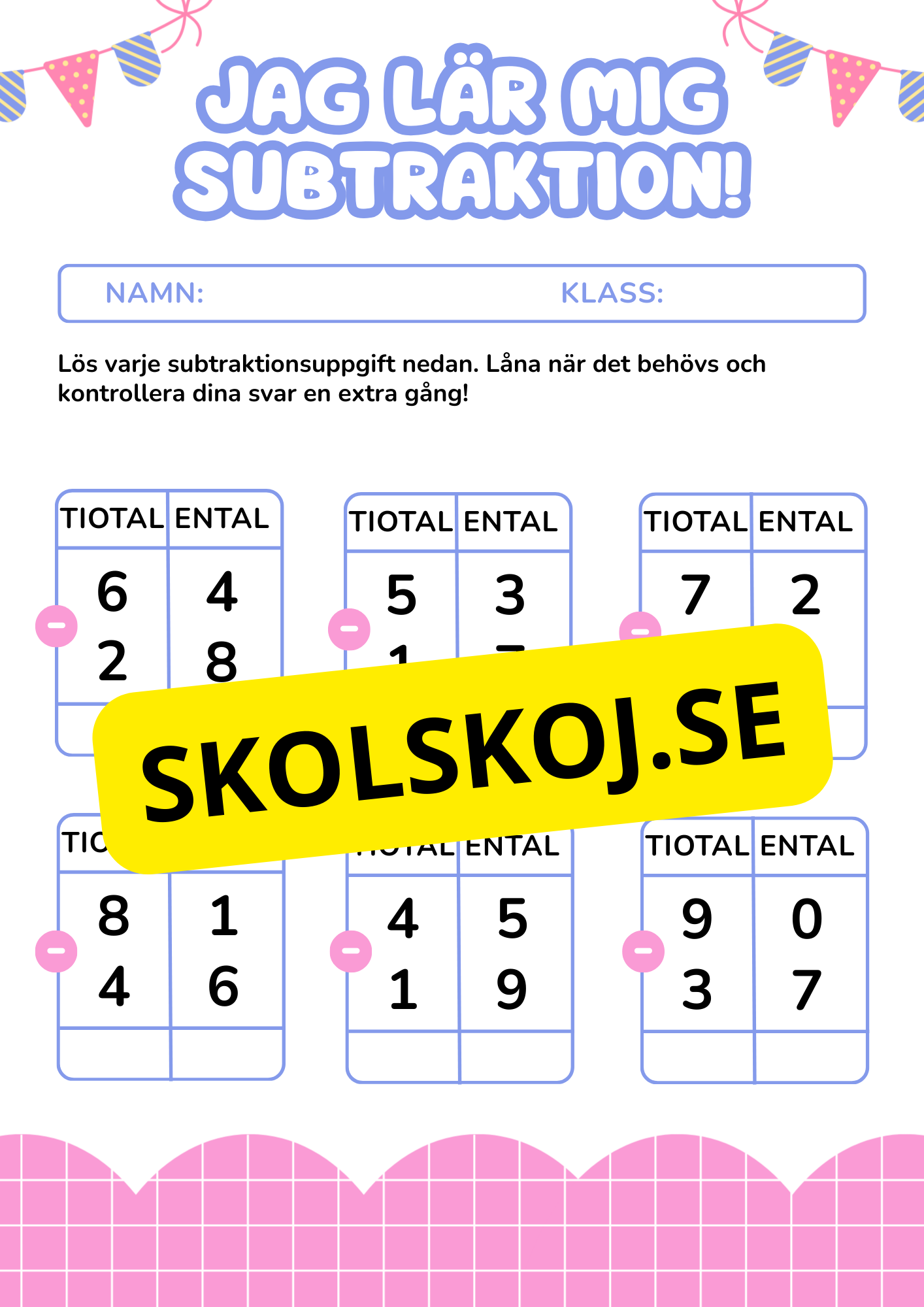 Jag lär mig subtraktion - Häfte