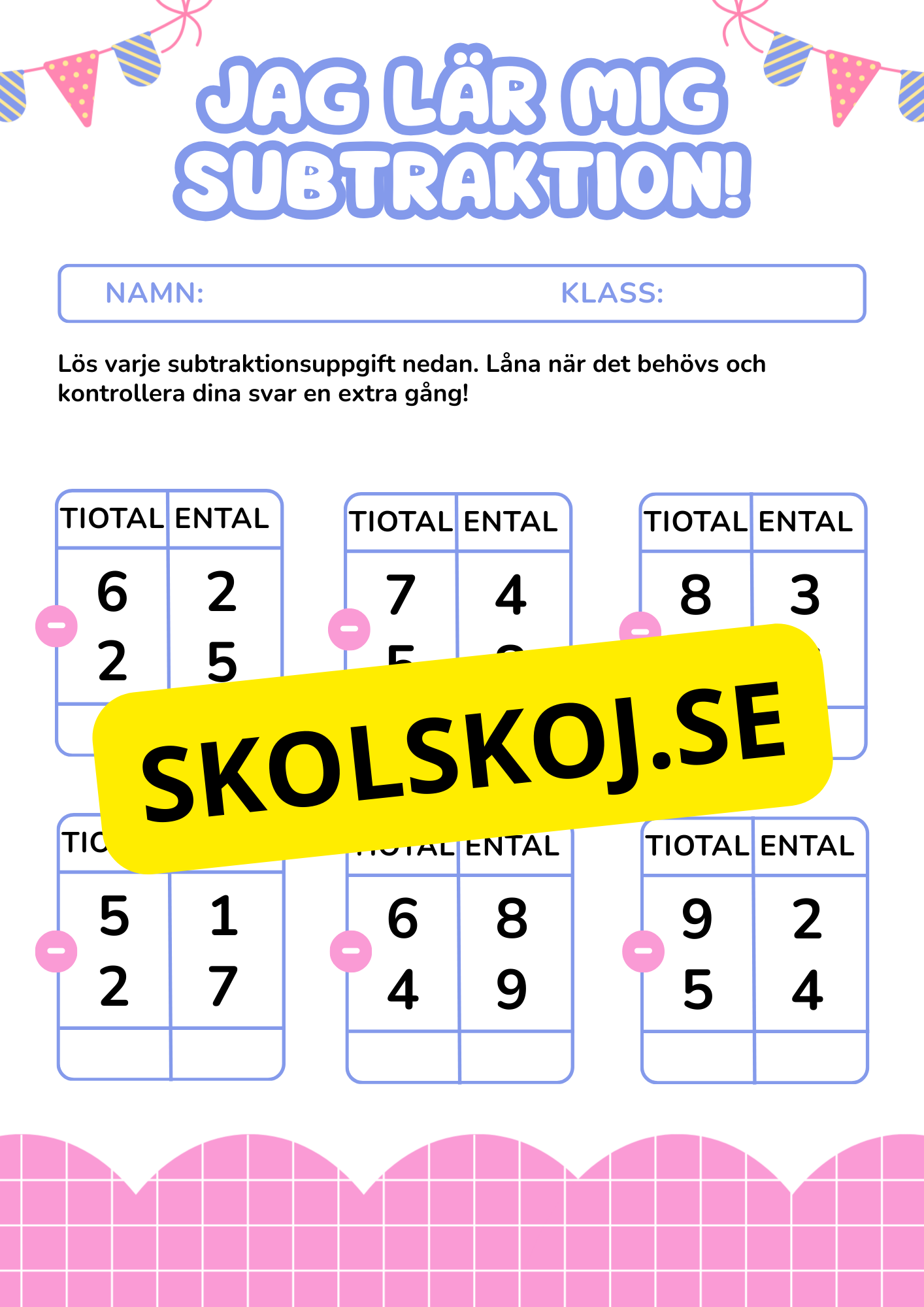 Jag lär mig subtraktion - Häfte