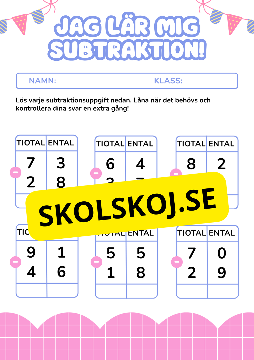 Jag lär mig subtraktion - Häfte