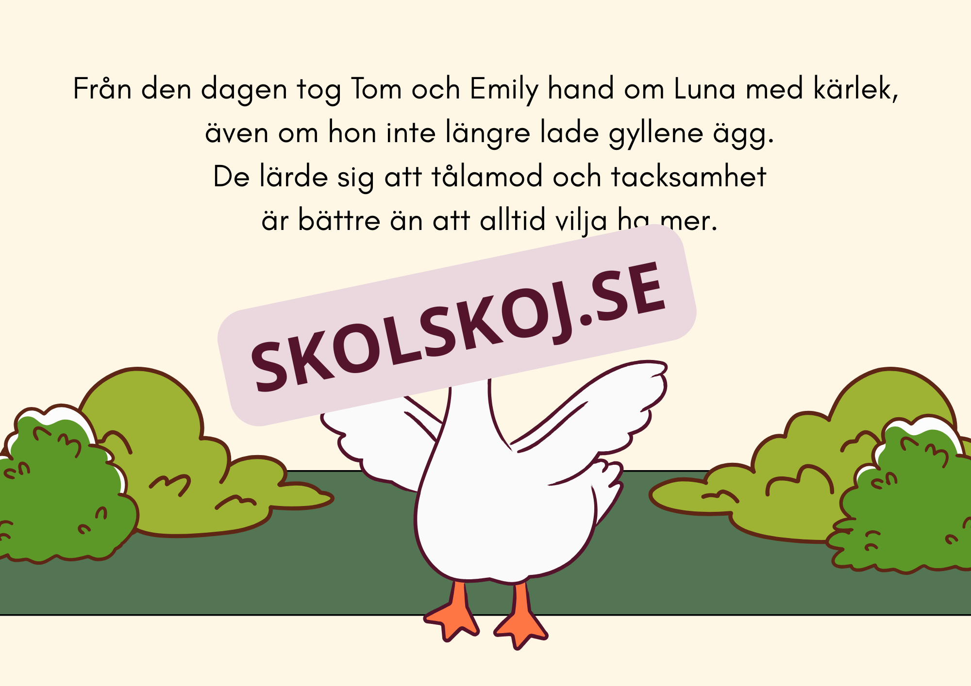 Gåsen och de gyllene äggen - Läsförståelse