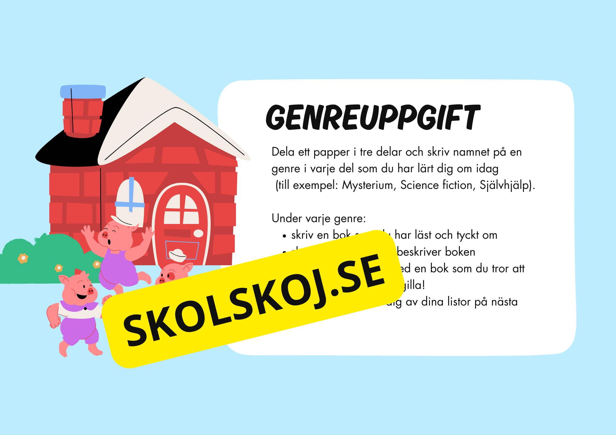 Bokgenrer - Presentation - Uppgifter
