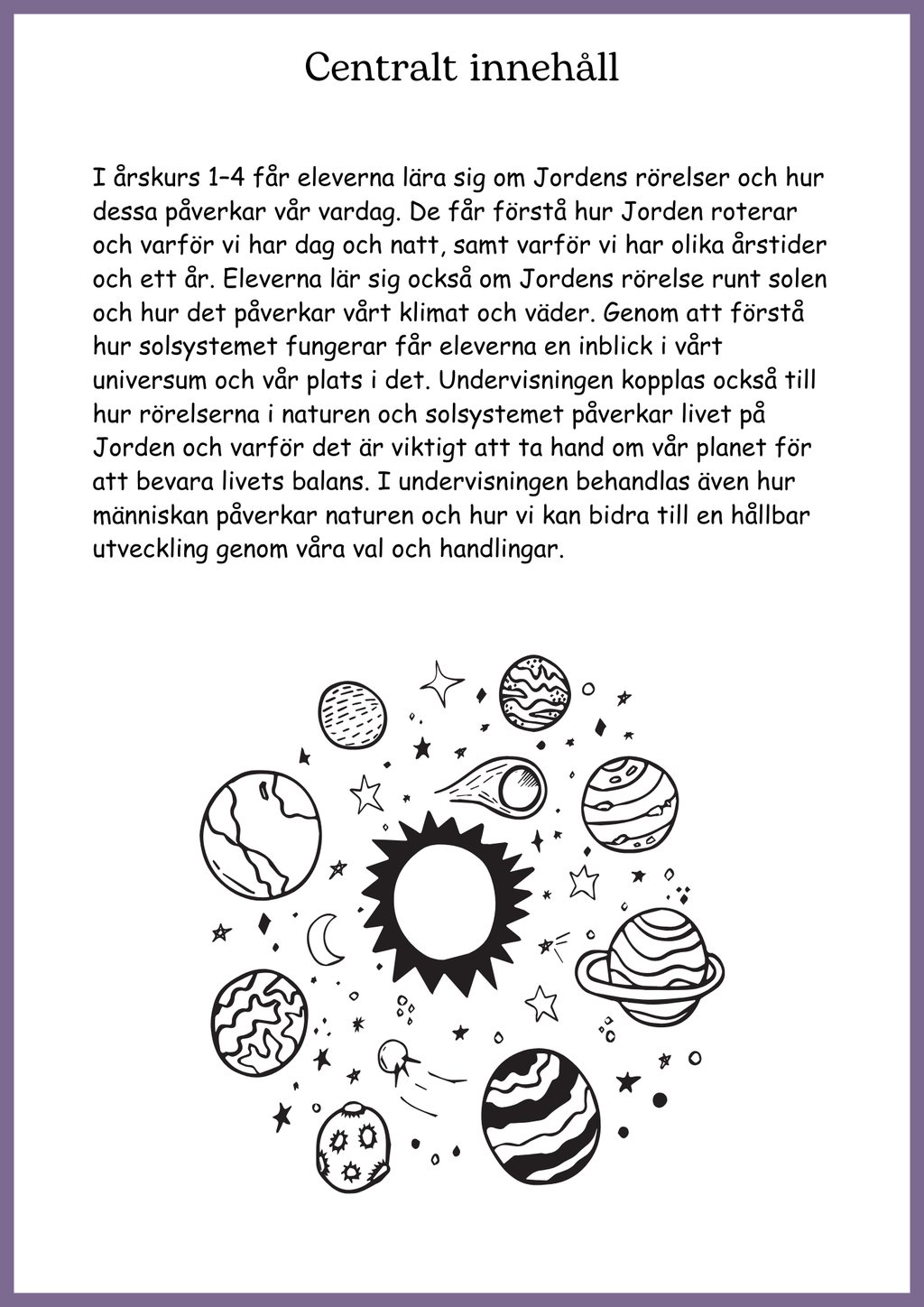Jordens rörelser och vår plats i universum - Åk 4 - 6