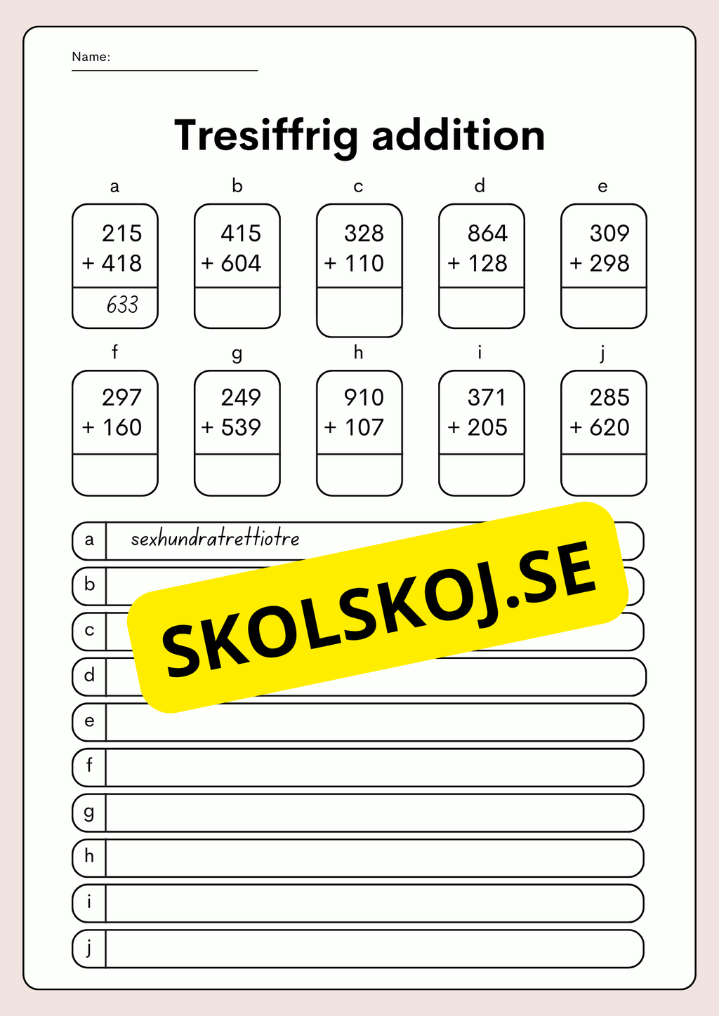 Plusskoj med siffror