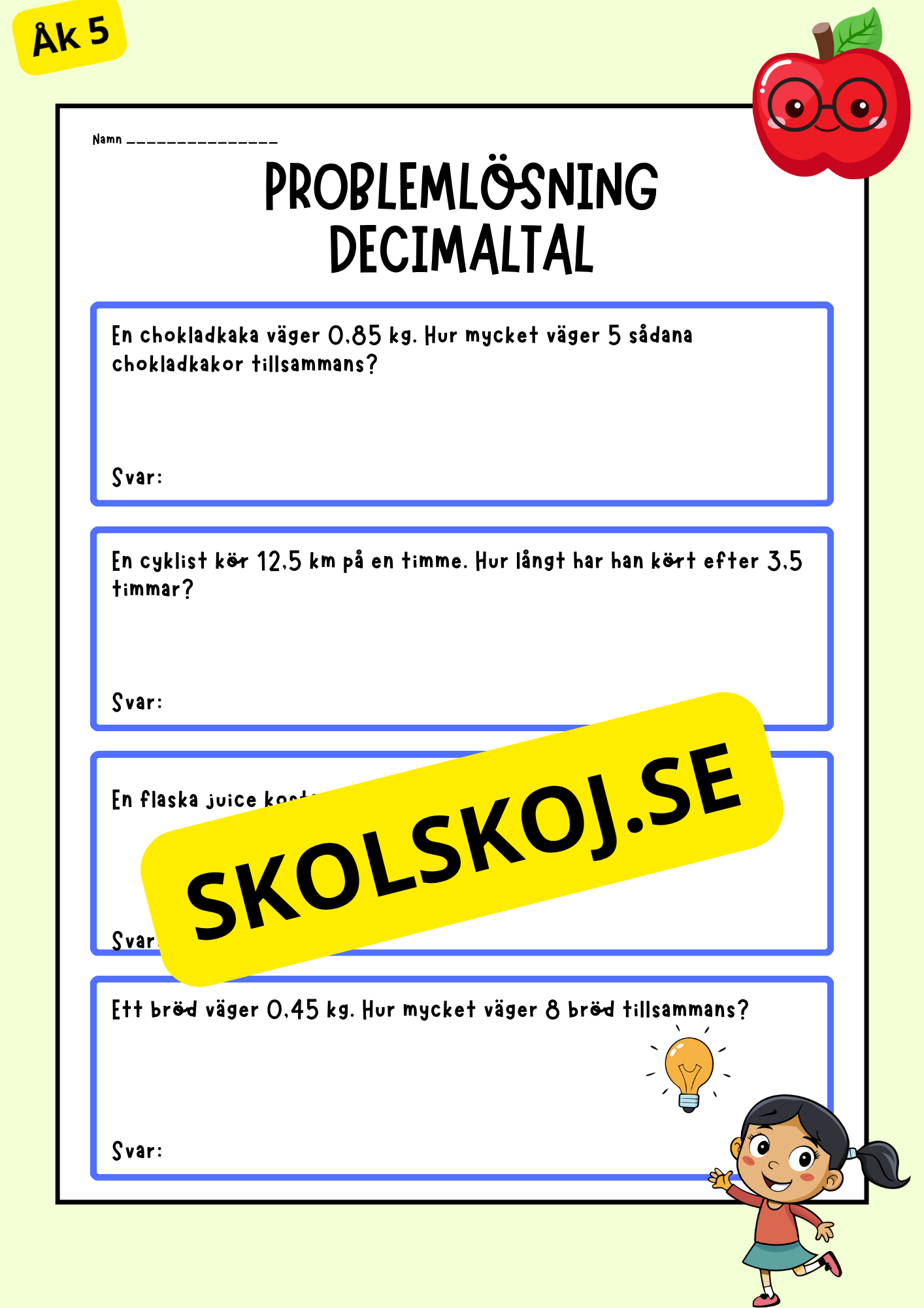 Decimaltal - Problemlösning