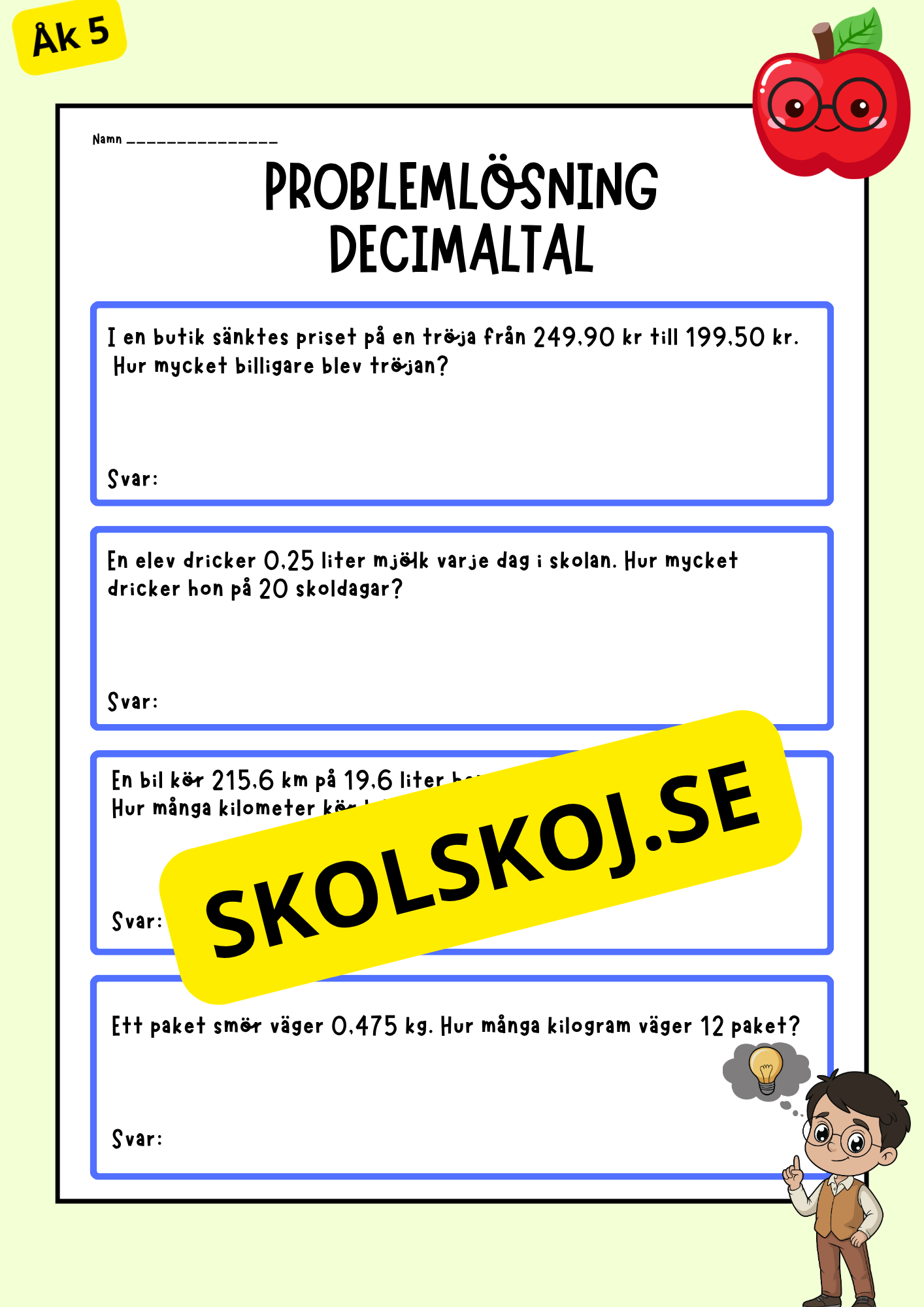 Decimaltal - Problemlösning
