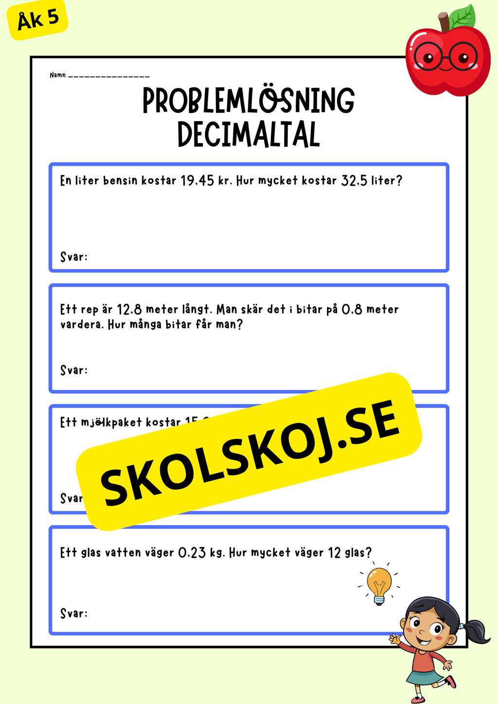 Decimaltal - Problemlösning