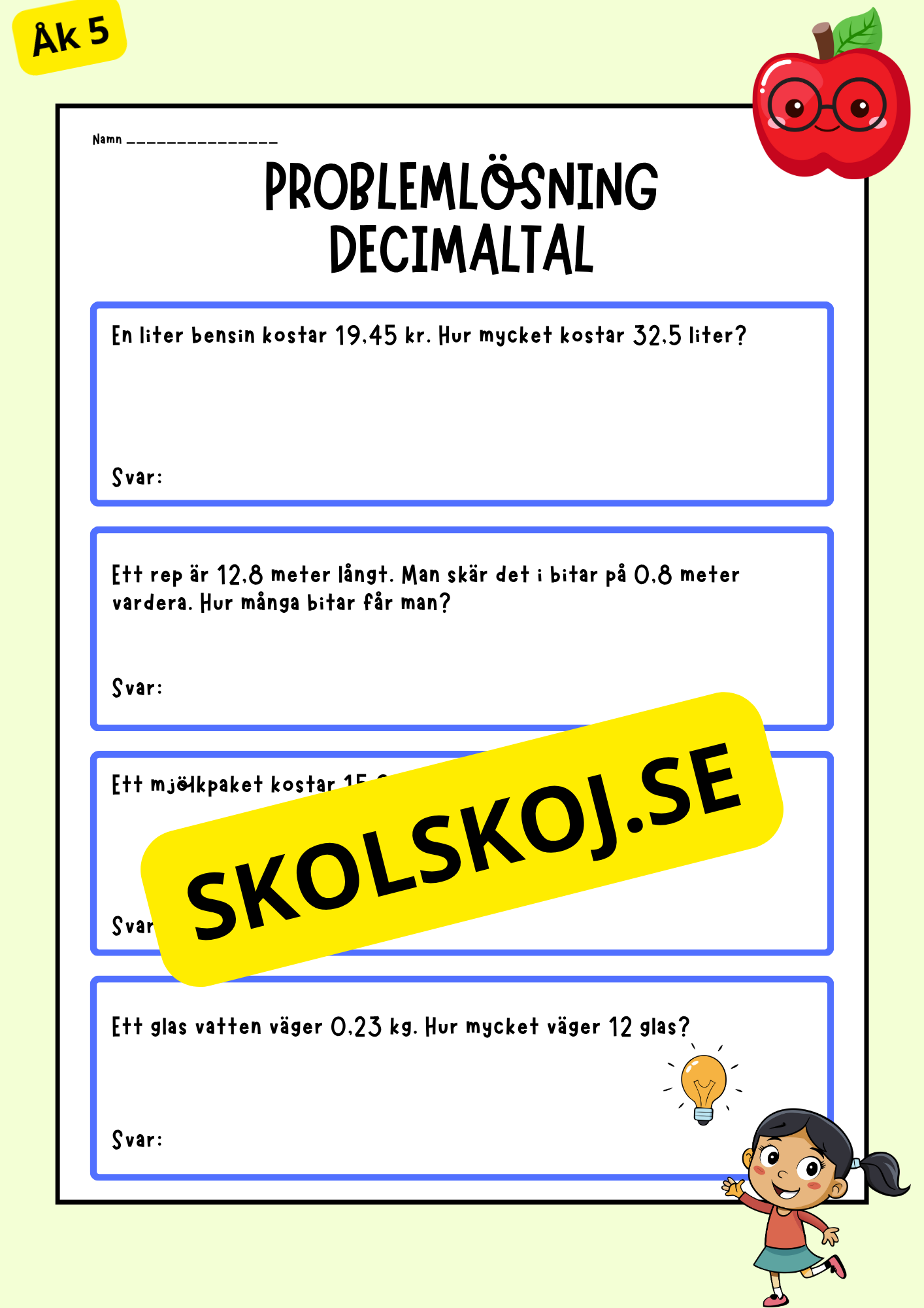 Decimaltal - Problemlösning