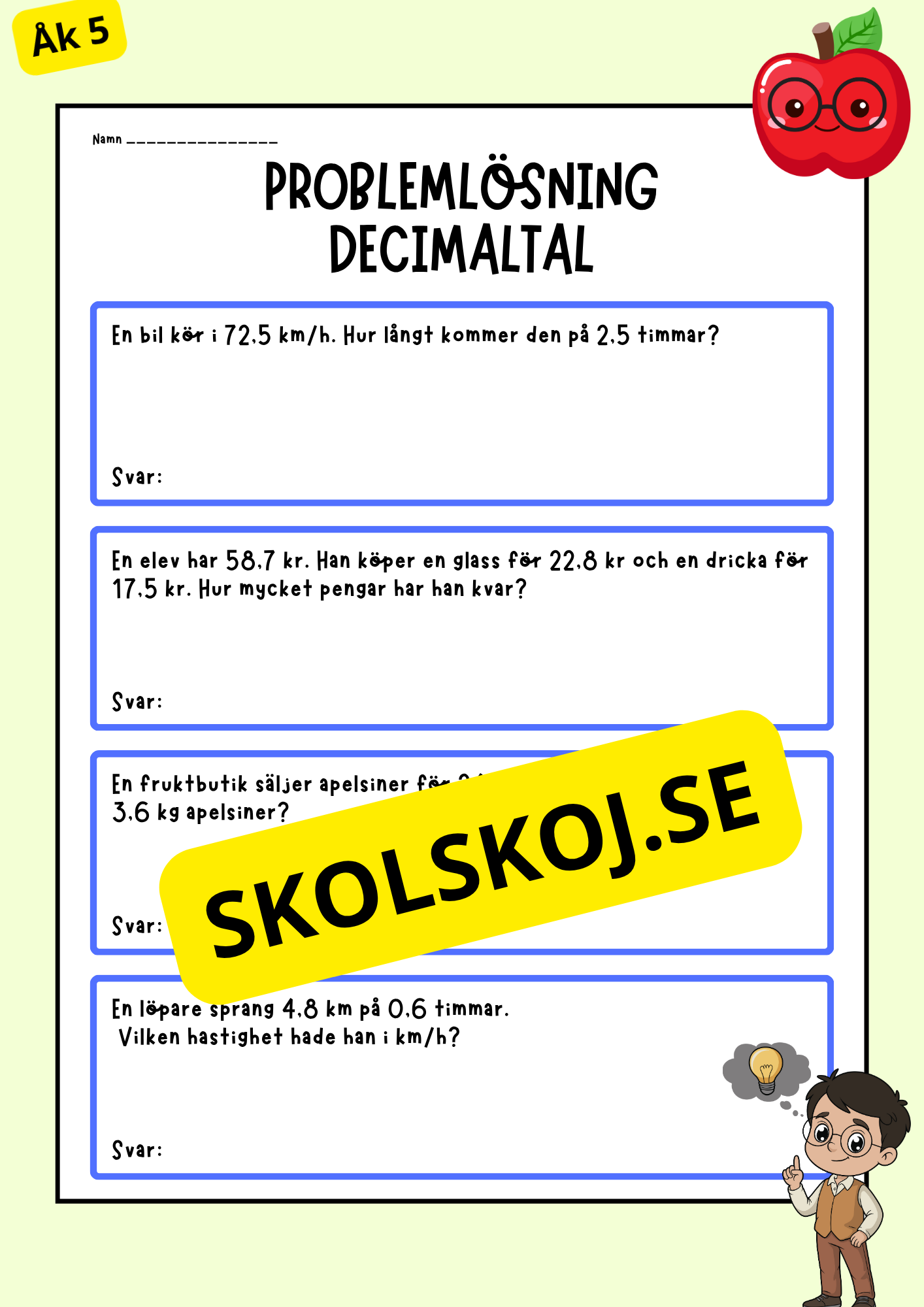Decimaltal - Problemlösning