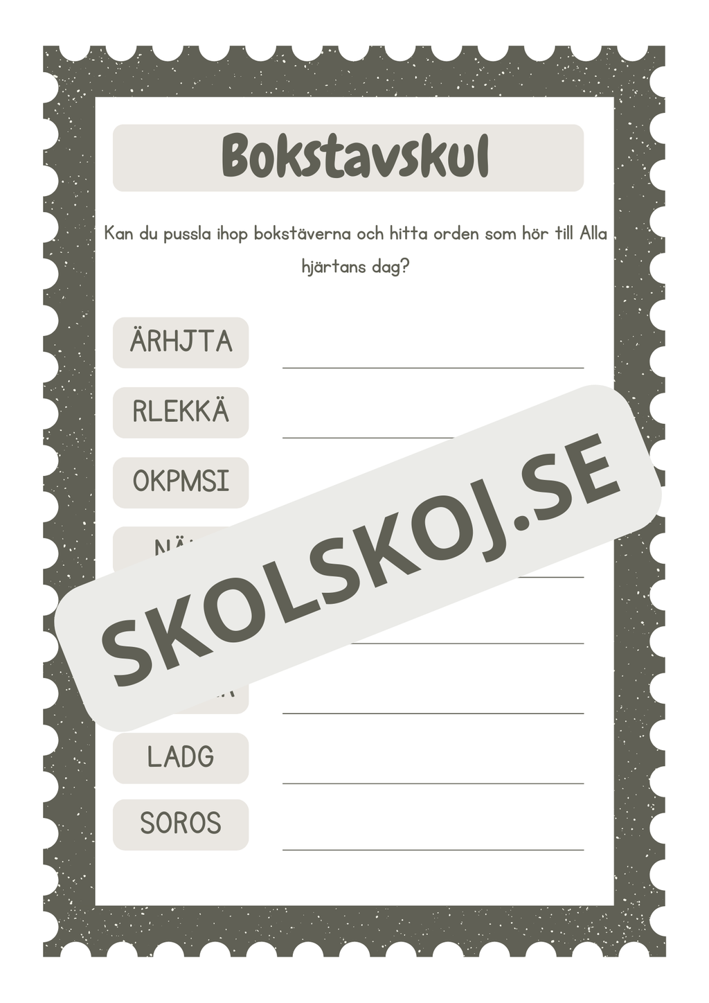 Alla hjärtans dag - Häfte