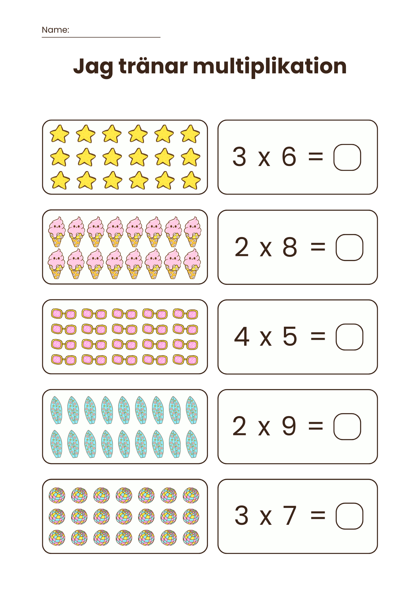 Jag tränar multiplikation