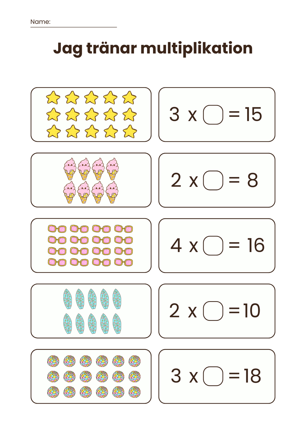 Jag tränar multiplikation