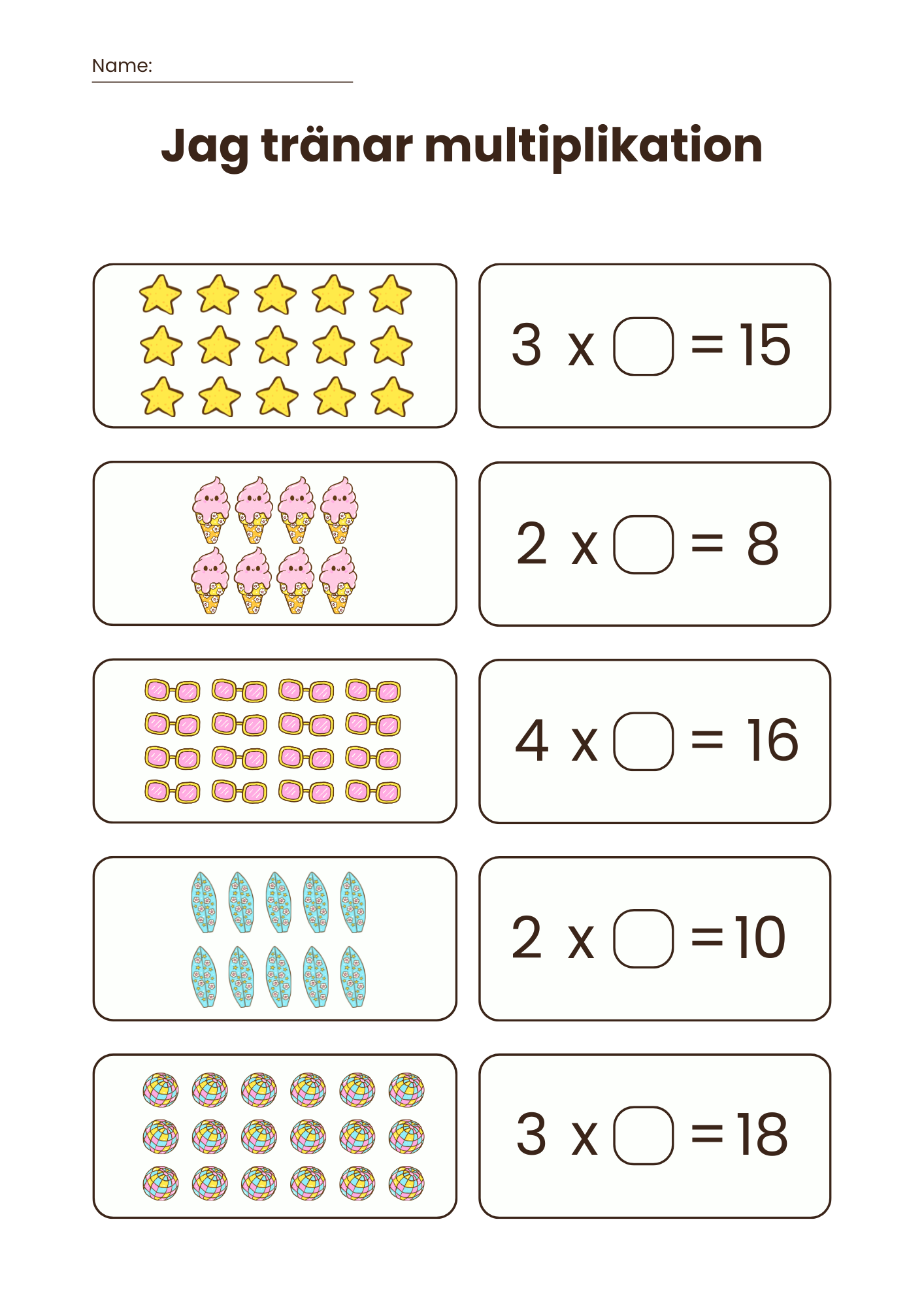 Jag tränar multiplikation