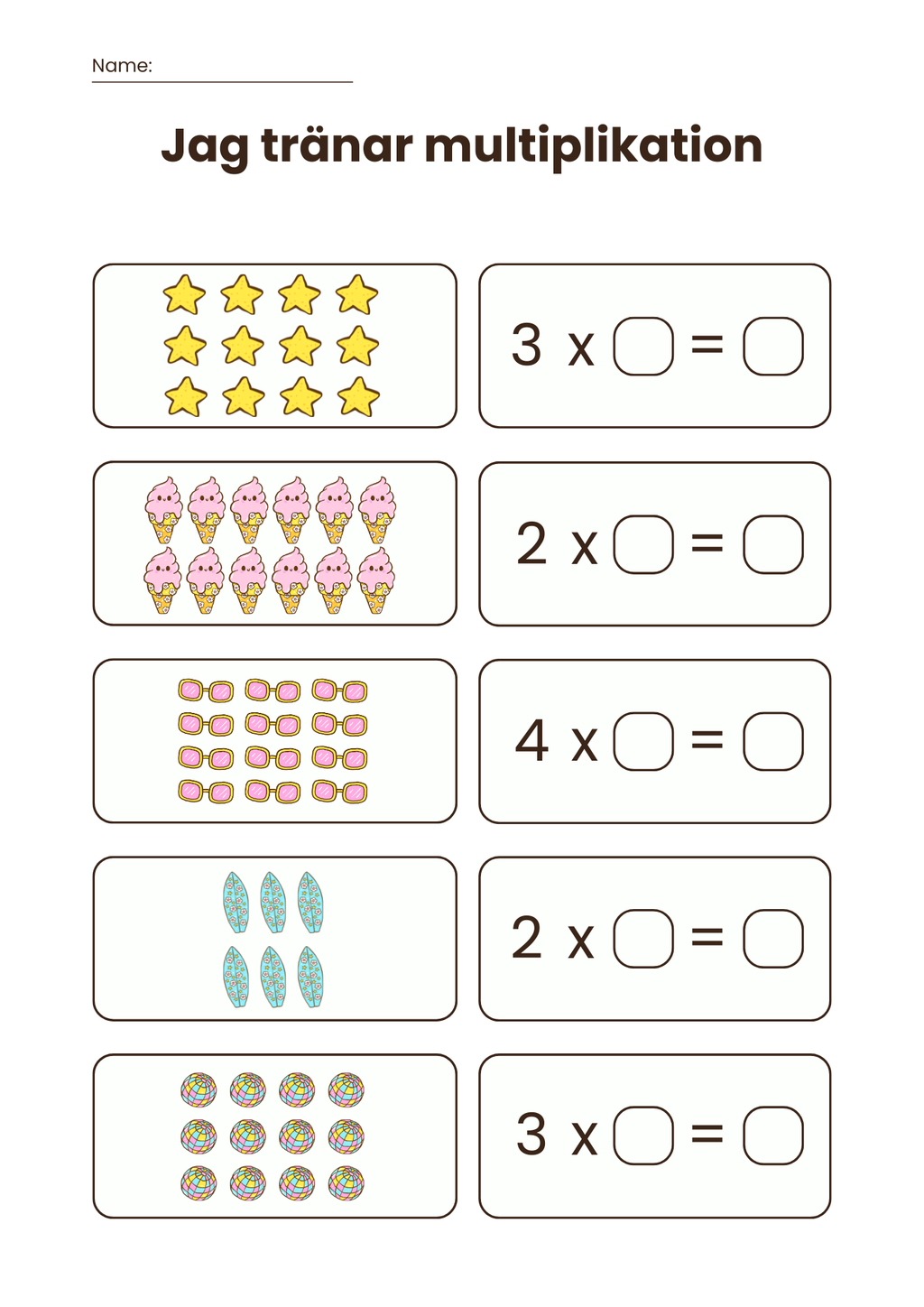 Jag tränar multiplikation
