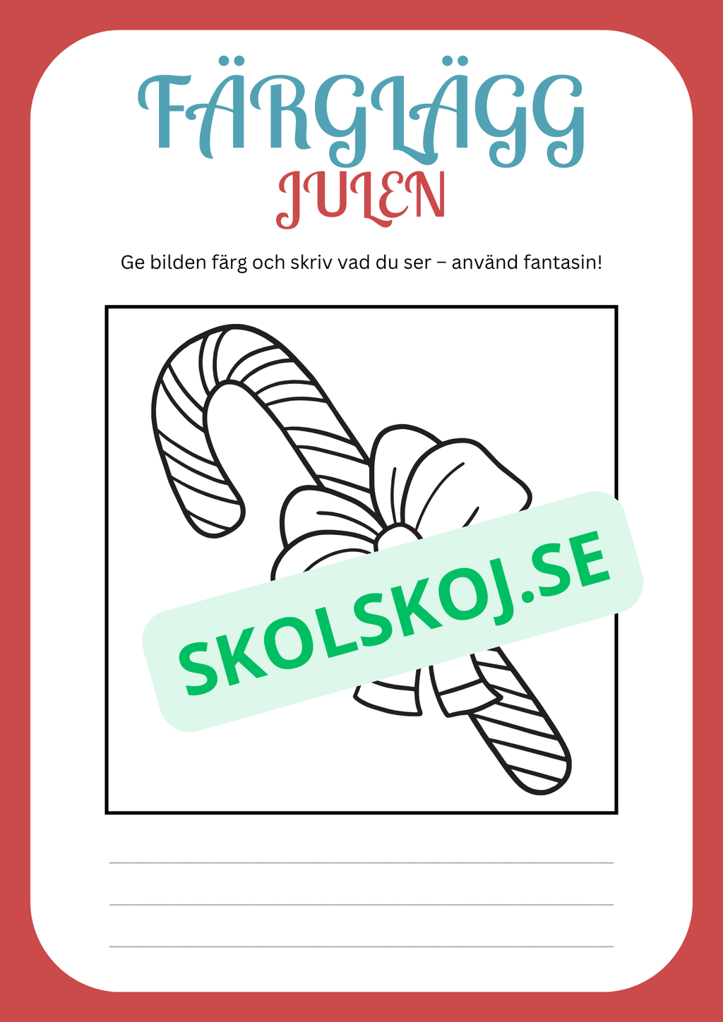 Julskoj - Färglägg och skriv