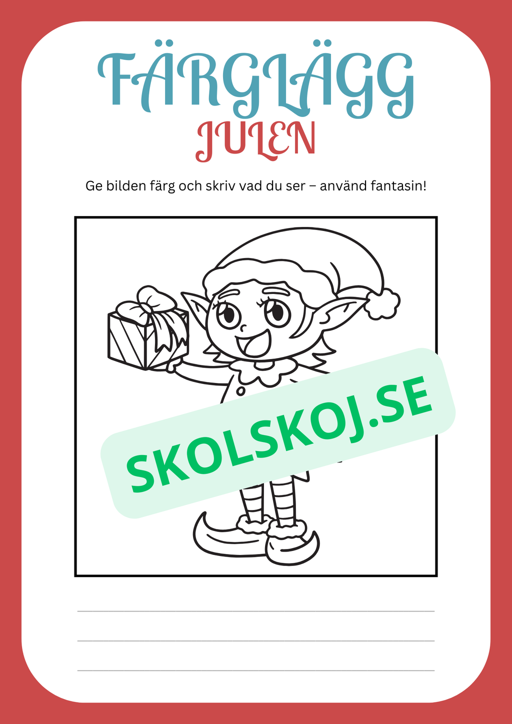 Julskoj - Färglägg och skriv