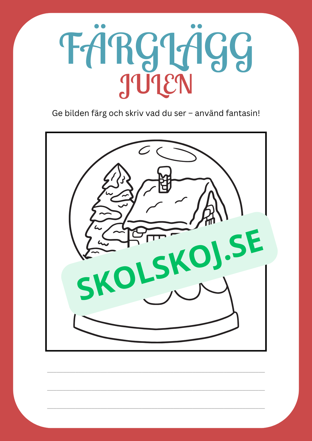 Julskoj - Färglägg och skriv