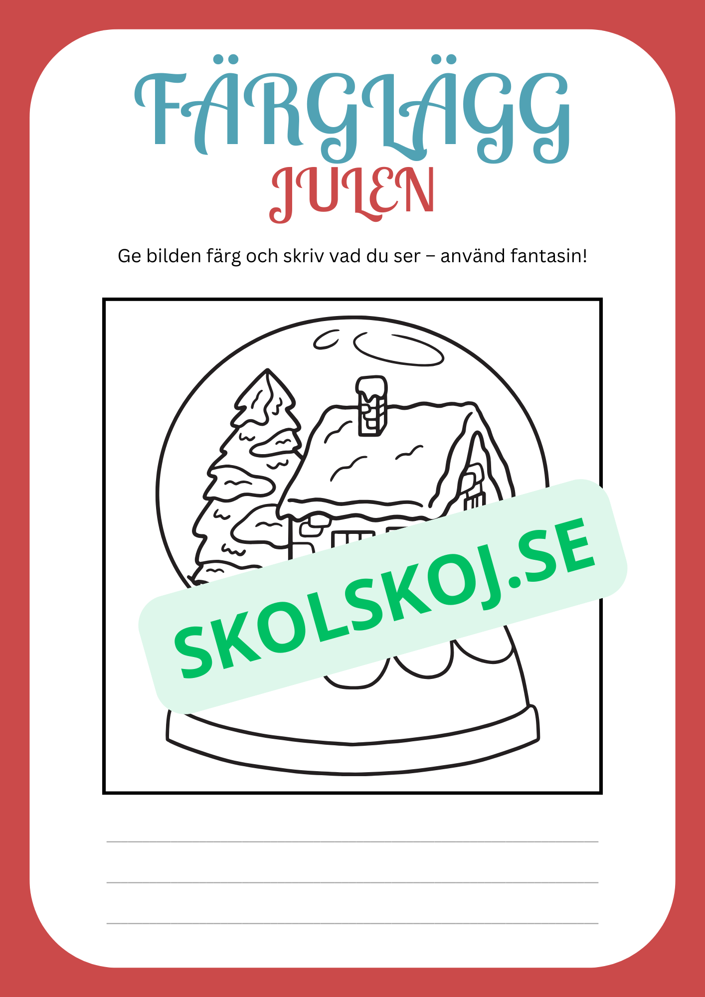Julskoj - Färglägg och skriv