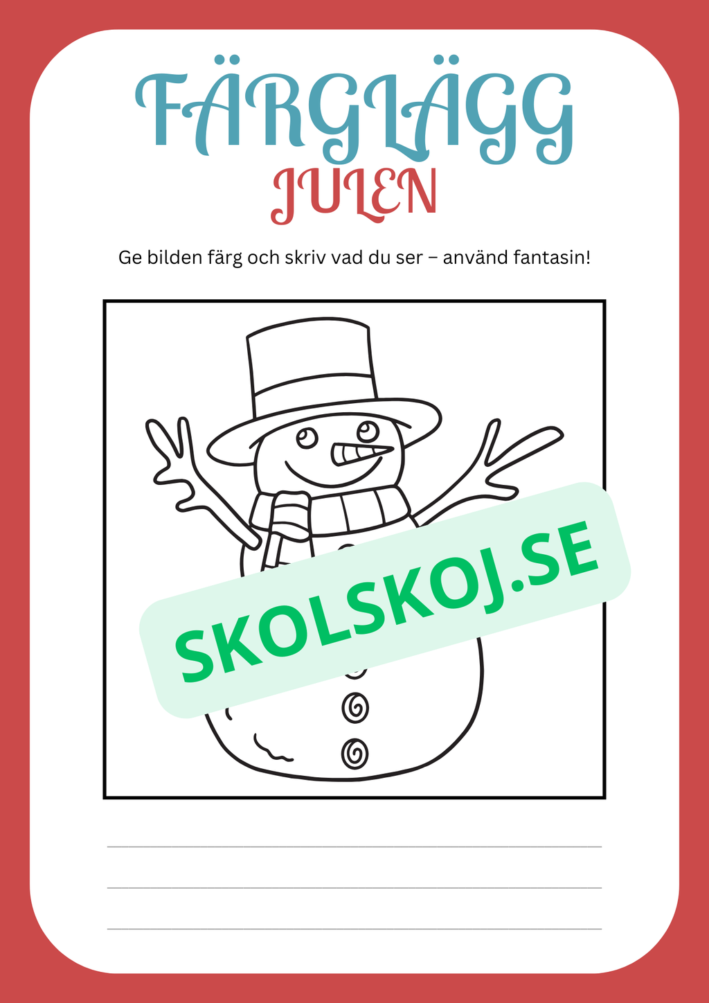 Julskoj - Färglägg och skriv
