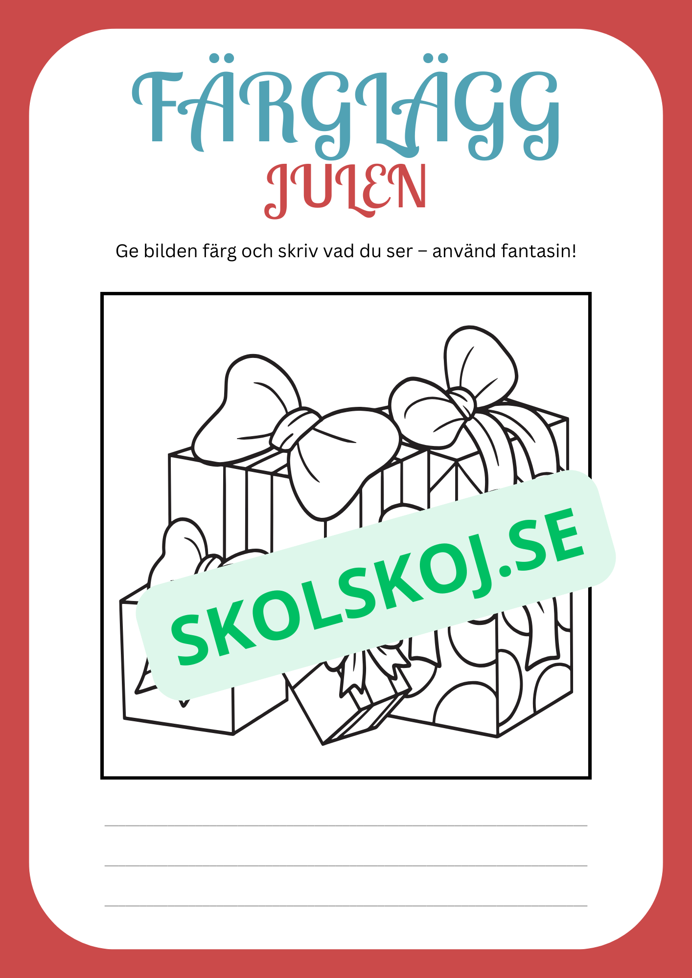 Julskoj - Färglägg och skriv
