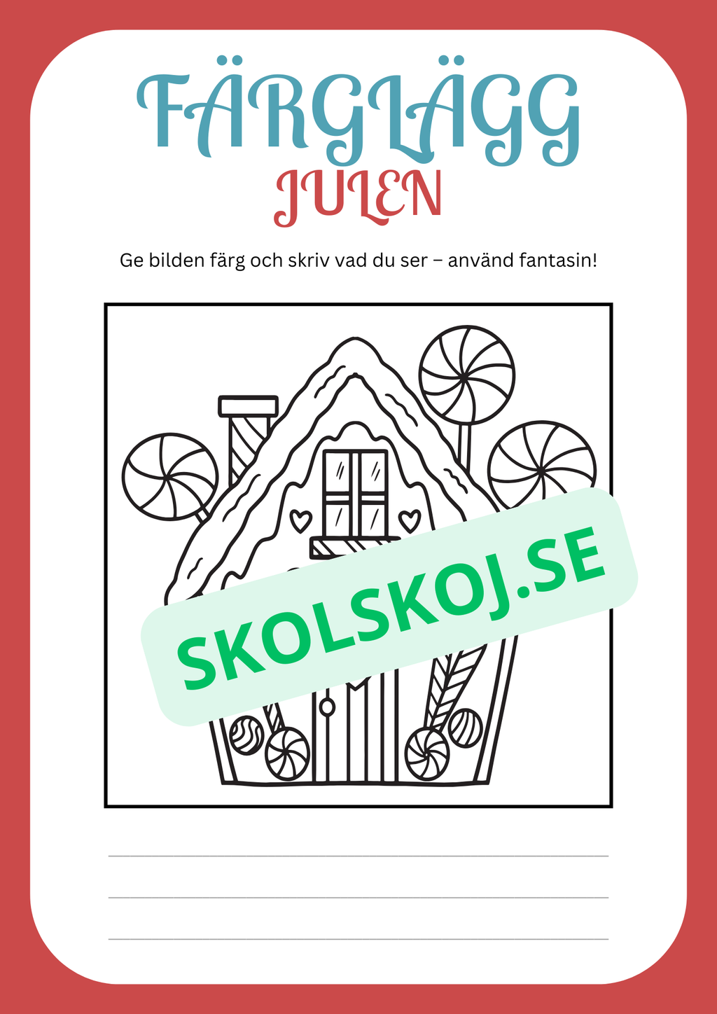 Julskoj - Färglägg och skriv