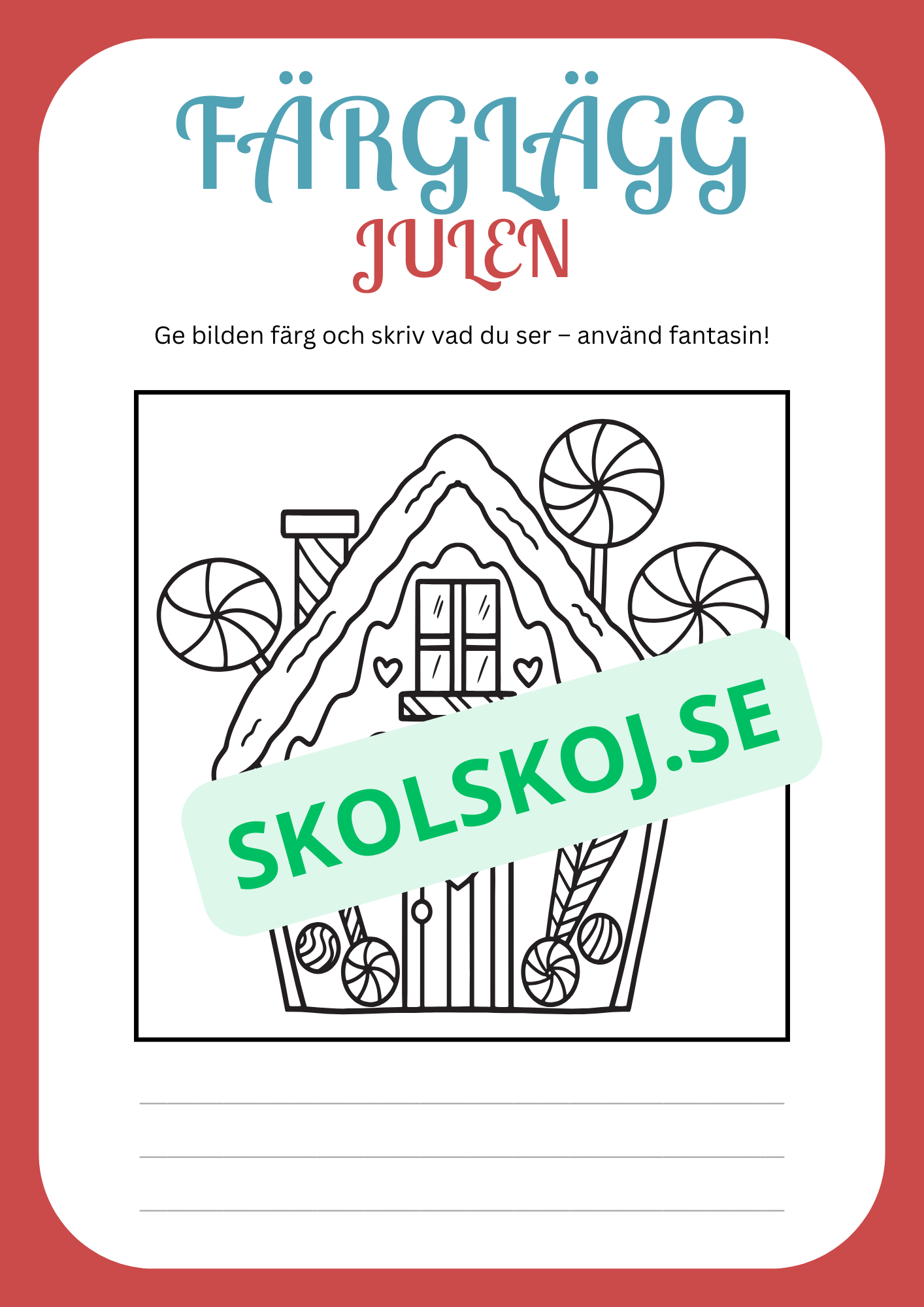 Julskoj - Färglägg och skriv