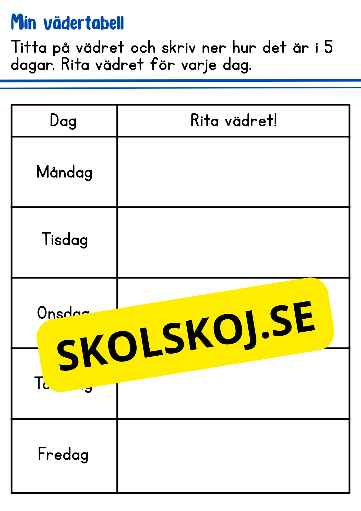 Väder och årstider - Förskoleklass - Årskurs 2