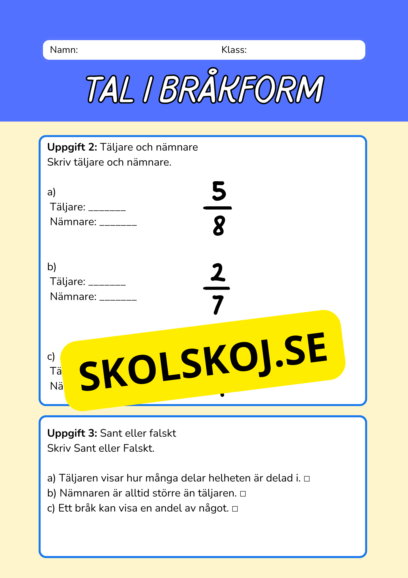Tal i bråkform - Häfte