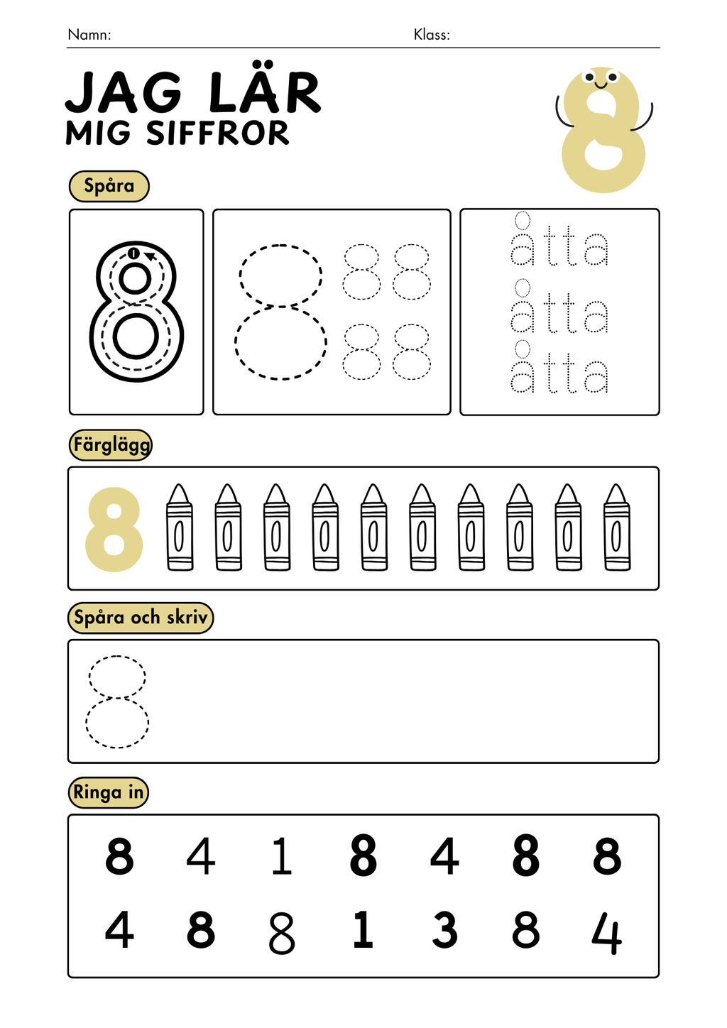Jag lär mig siffror - Häfte - 0 - 9