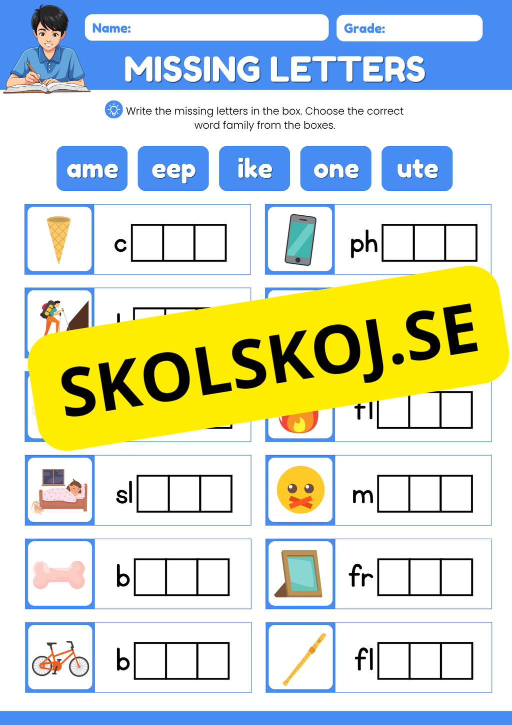 Missing letters - English