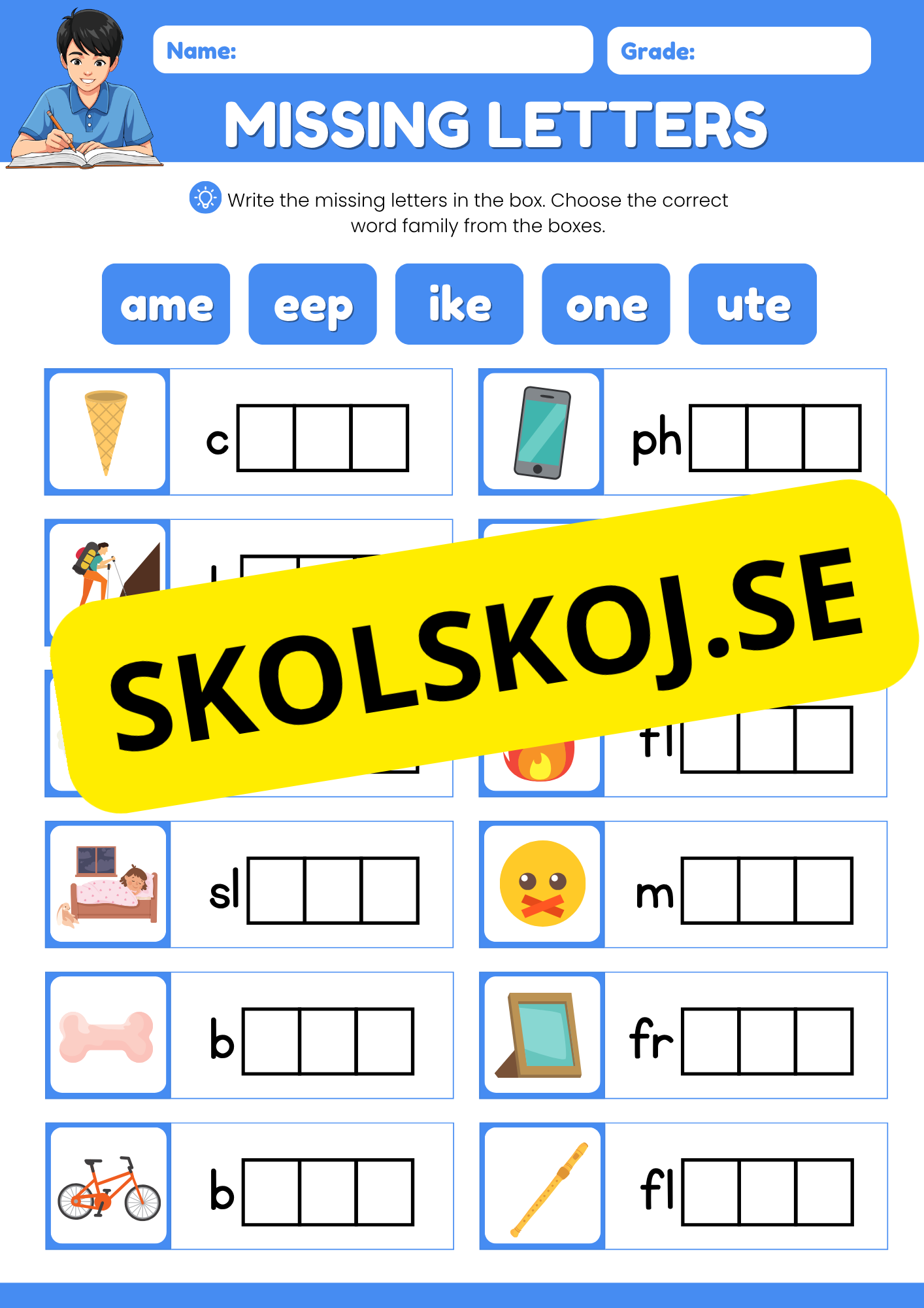 Missing letters - English