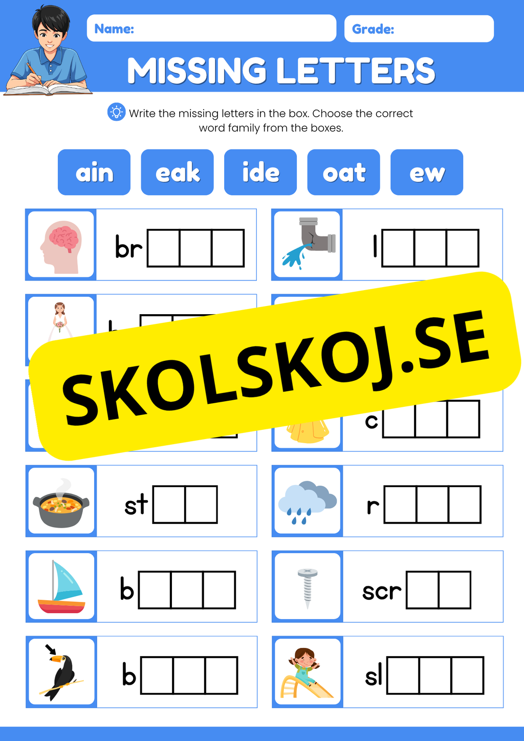 Missing letters - English