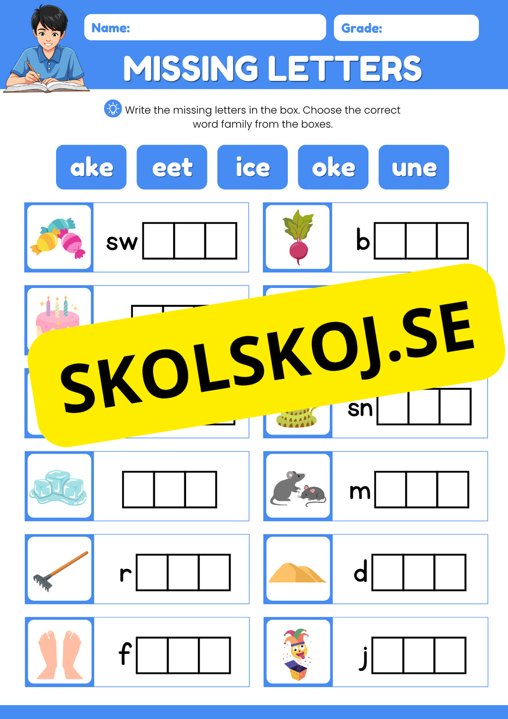 Missing letters - English