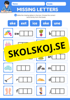 Missing letters - English