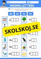 Missing letters - English