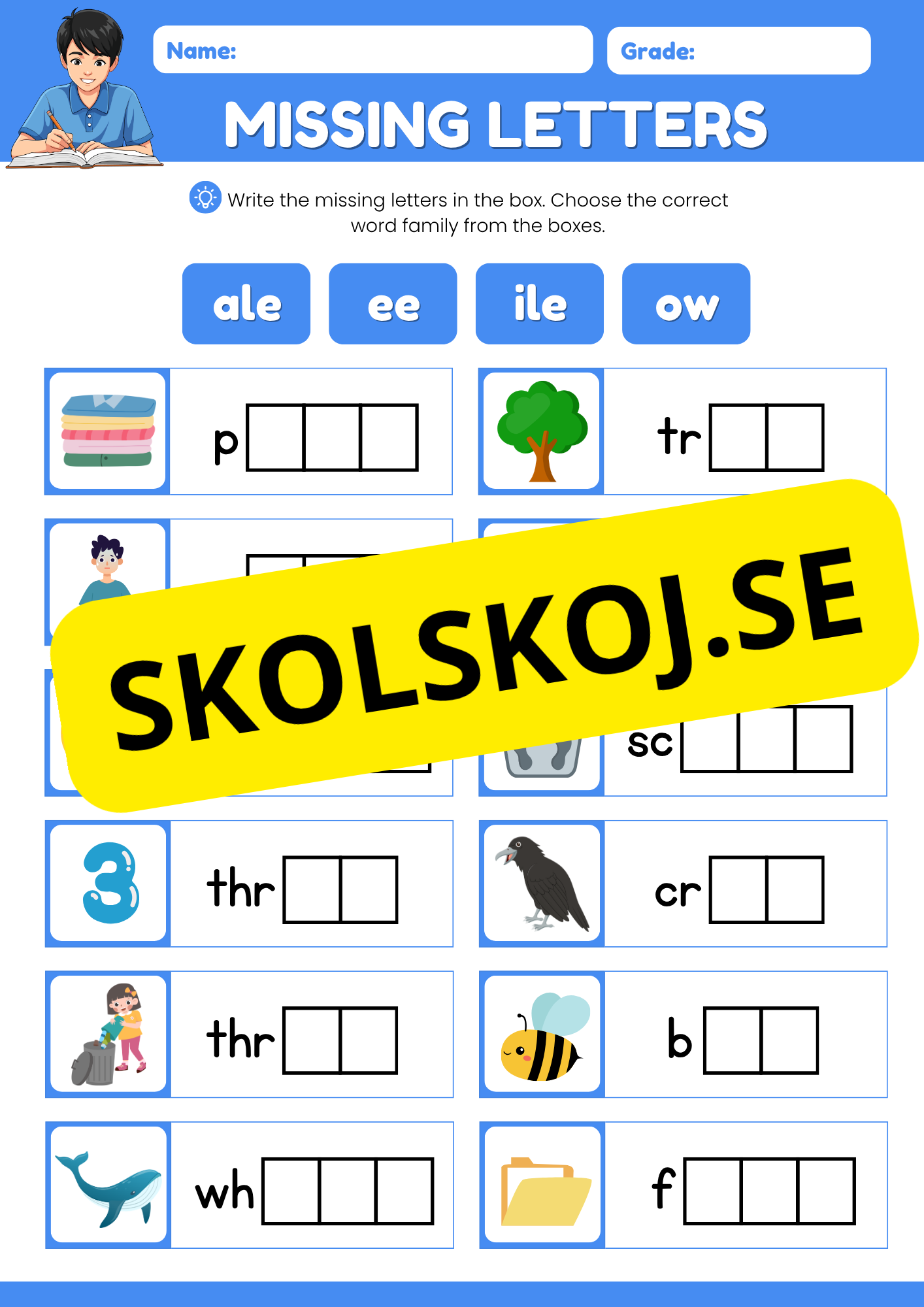 Missing letters - English