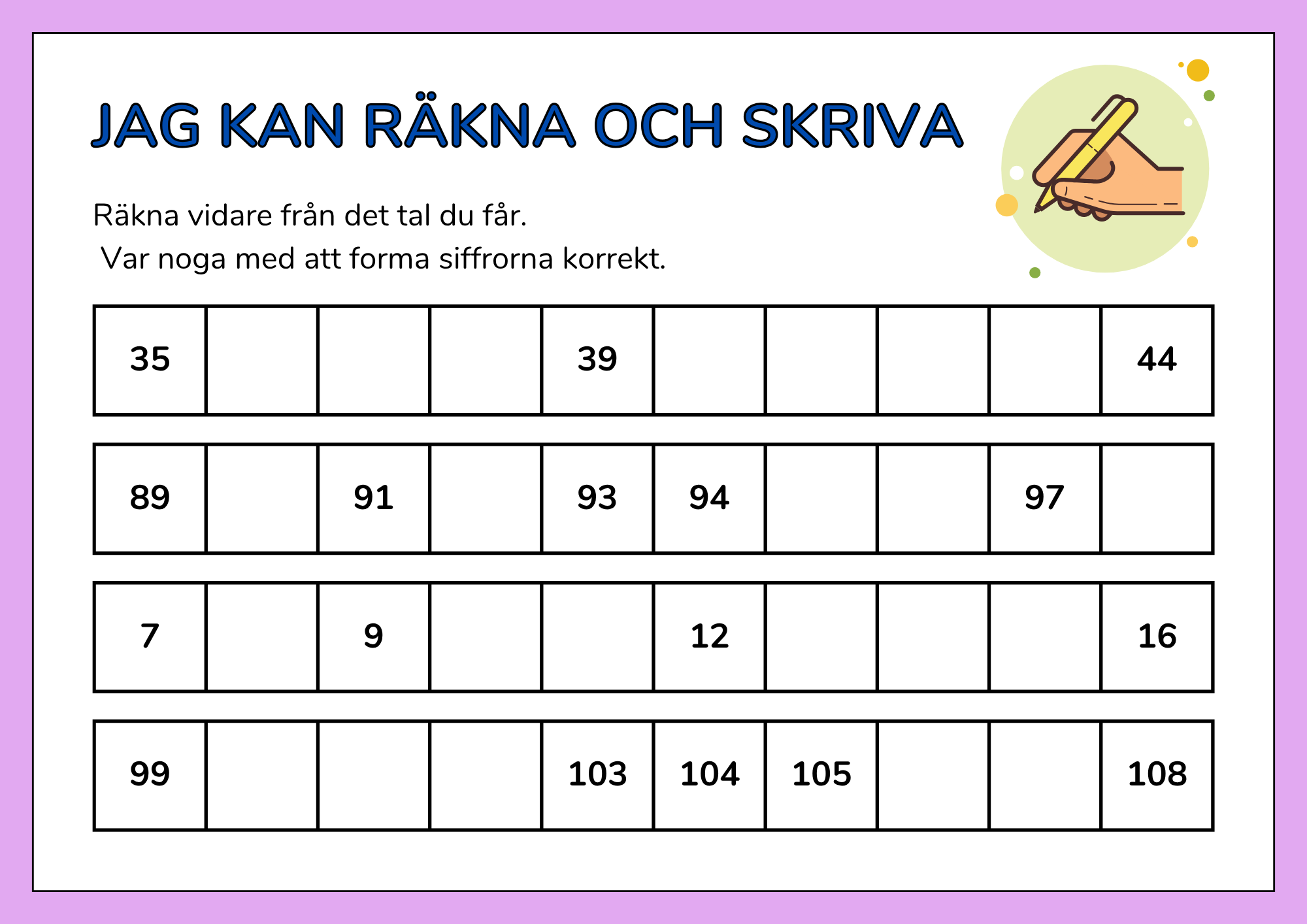 Jag kan räkna och skriva