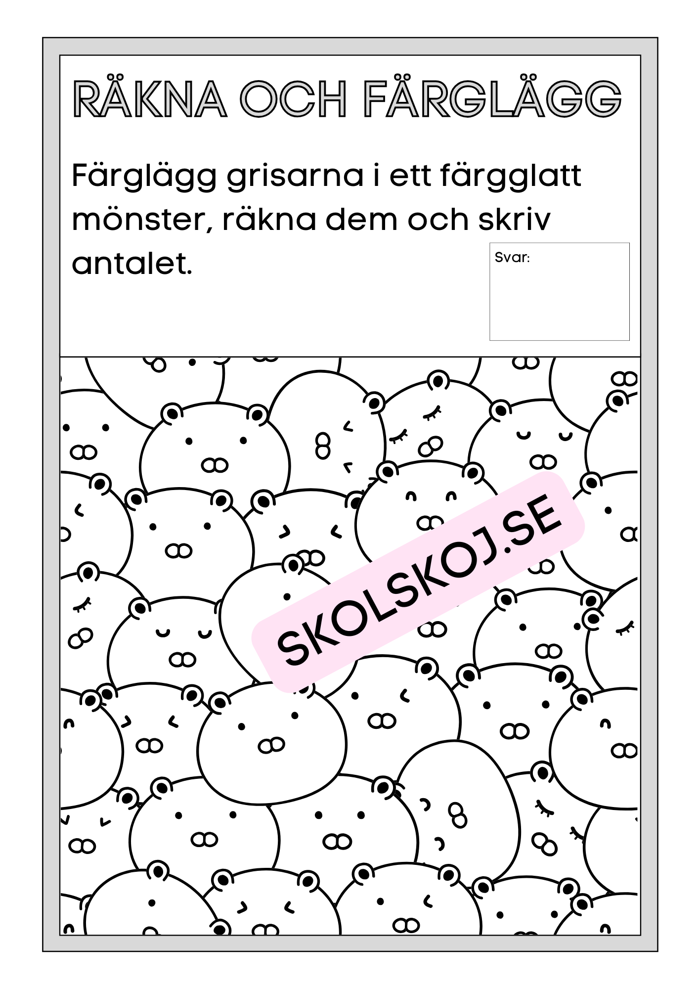 Räkna och färglägg - Mönster och räkning