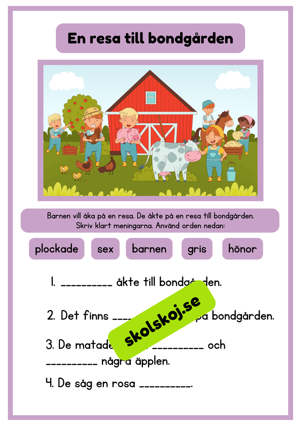 Häfte som tränar läsförståelse