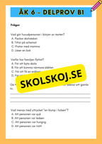 Åk 6 - Läsförståelse - Träna inför nationella provet (Delprov B1 &amp; B2)