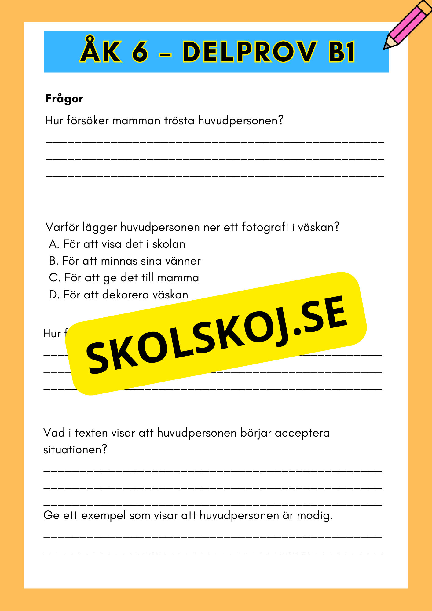 Åk 6 - Läsförståelse - Träna inför nationella provet (Delprov B1 &amp; B2)